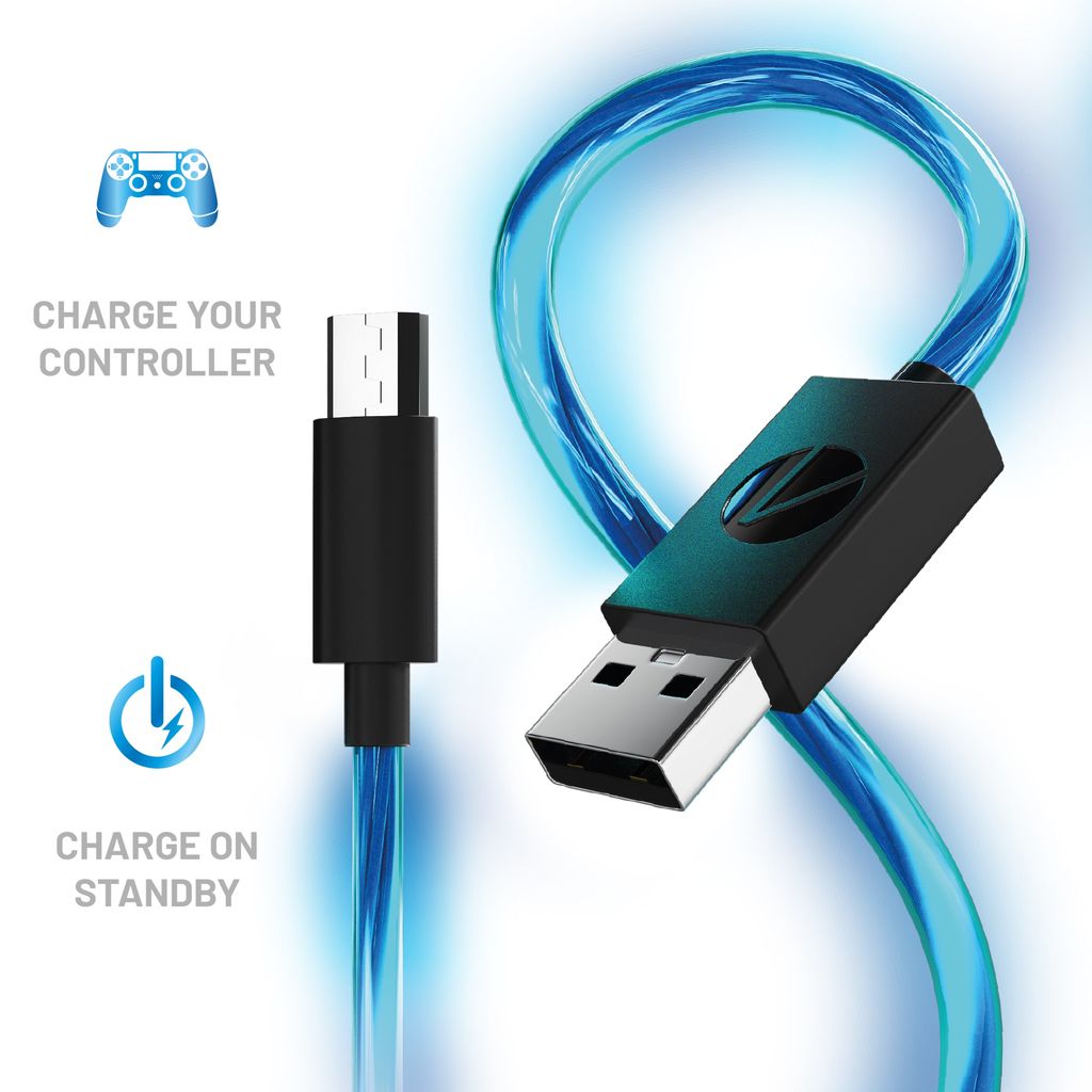 USB Kabel (2x 2m) Play&Charge mit LED Beleuchtung [PS4]