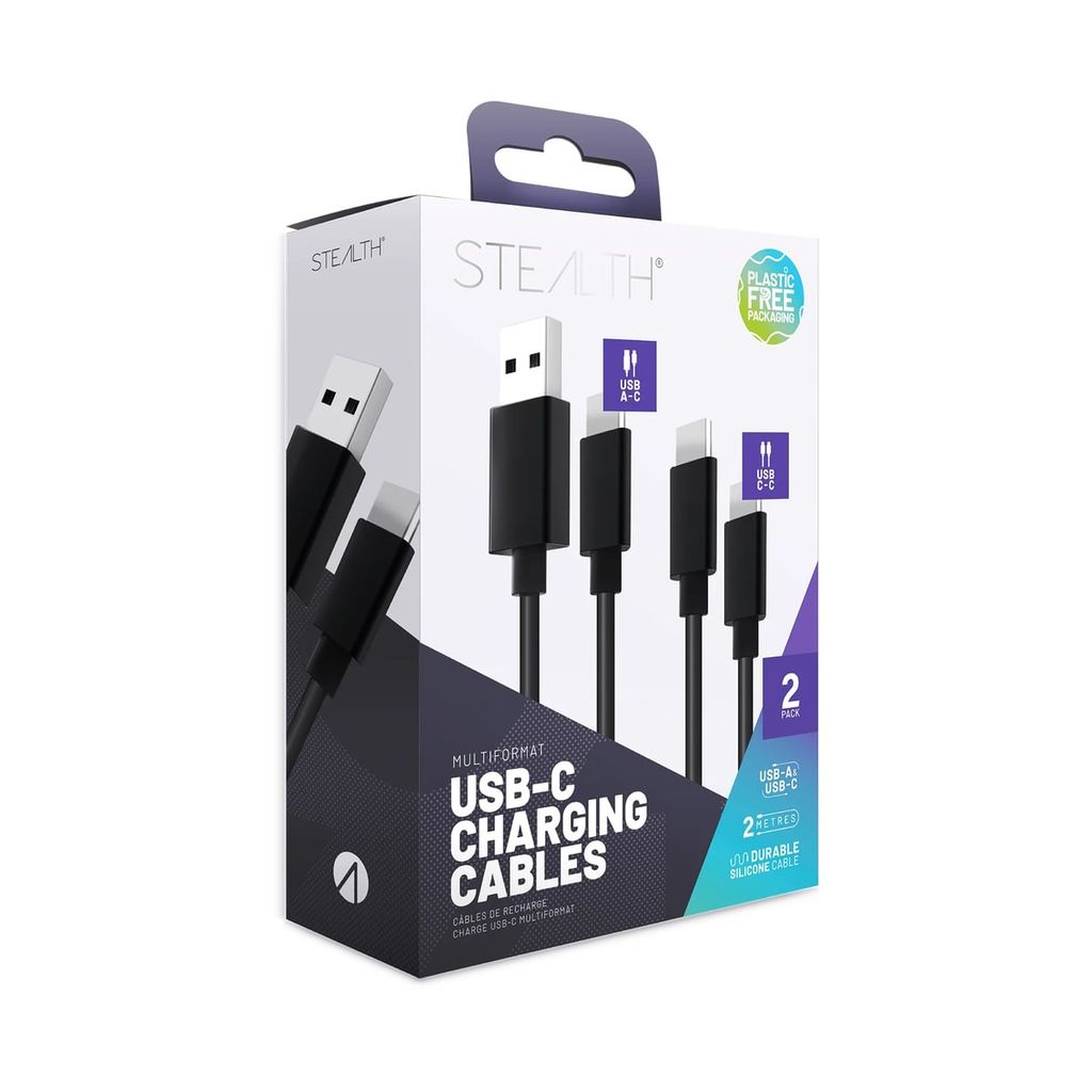 Silikon Charge & Data Kabel Set (2m USB-A zu C, 2m USB-C zu C) [PS5]
