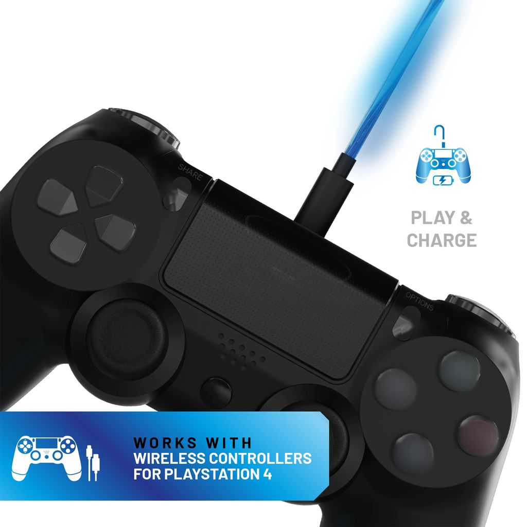 USB Kabel (2x 2m) Play&Charge mit LED Beleuchtung [PS4]