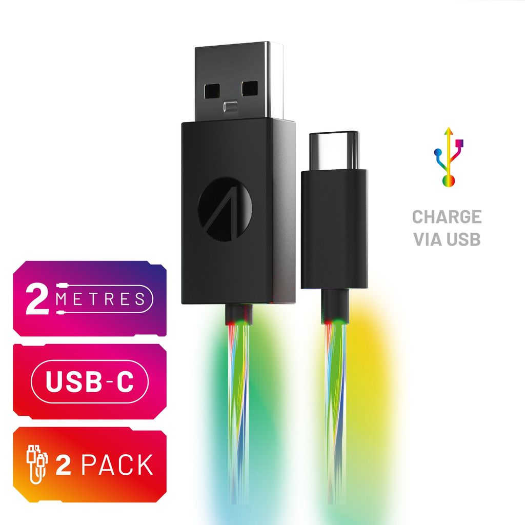 USB-C Ladekabel (2x 2m) mit LED Beleuchtung [PS5]