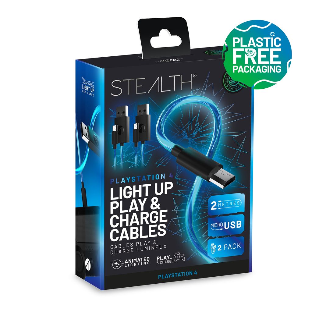 USB Kabel (2x 2m) Play&Charge mit LED Beleuchtung [PS4]
