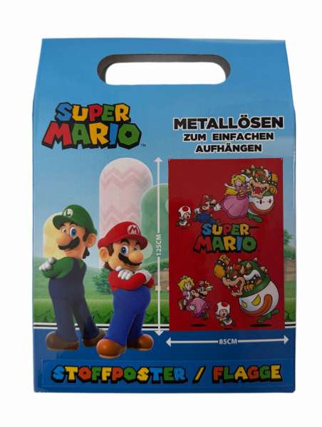 Stoffposter/Flagge - Mario/Bowser rot (125x85 cm)